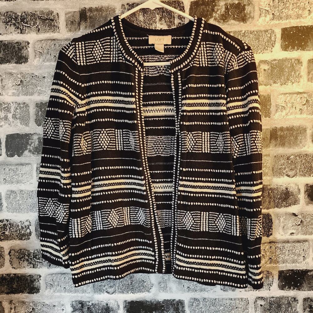 Loft Women's BOHO Open Front Knit Sweater Cardigan Size Medium